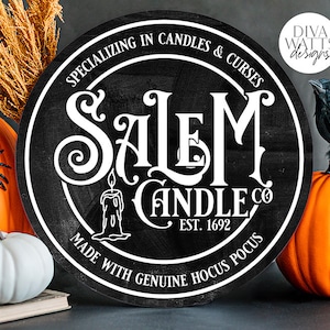 Salem Candle Co SVG | Halloween Witch Round Design