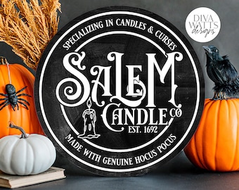 Salem Candle Co SVG / Design rotondo della strega di Halloween