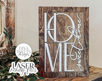 Dom, słodki dom Glowforge SVG | Plik do cięcia laserowego
