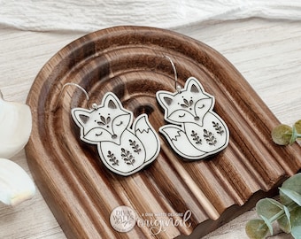 Laser Cut Earring SVG Folk Art Fish Dangle Earrings, Whimsical Scandinavian Inspired Ocean Design for Boutique Makers and Handmade Sellers