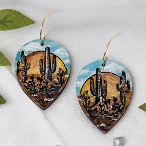 Southwest Desert Earrings For Laser Cactus Earrings for Glowforge Earrings Southwest Cactus Earrings SVG For Laser Earrings SVG Glowforge