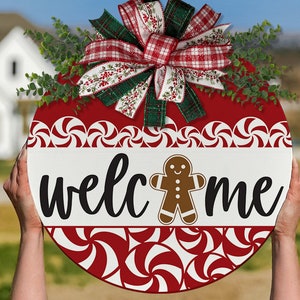 Welcome SVG Peppermint Christmas Door Hanger SVG Gingerbread svg Peppermint svg Door Hanger For Christmas Peppermint svg Gingerbread Sign