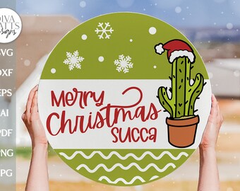 Merry Christmas Succa SVG Funny Cactus Christmas SVG Christmas Door Hanger svg Christmas Sign svg Western Christmas svg Southwest Christmas