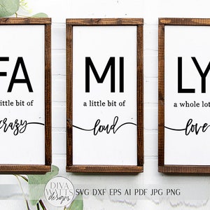 Familie Trio SVG Set | Crazy Loud Love Schilder Set | dxf und mehr