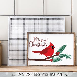 Frohe Weihnachten roter Kardinal SVG | Bauernhaus Weihnachten SVG | DXF und mehr! | Druckbar