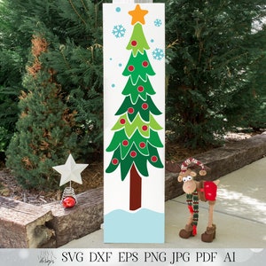 Christmas Tree with Star SVG | Vertical Porch SVG | Front Porch SVG | dxf and more! | 1ft x 4 ft