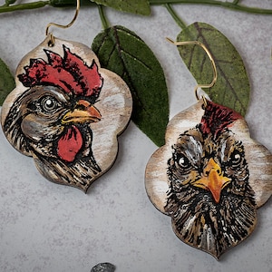 Chickens Earrings Glowforge SVG Laser Cutting File For Chicken Earrings Farm Earrings for Glowforge Cute Chicken Earrings SVG