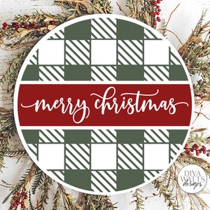 Merry Christmas Buffalo Plaid Round SVG  | Winter Design