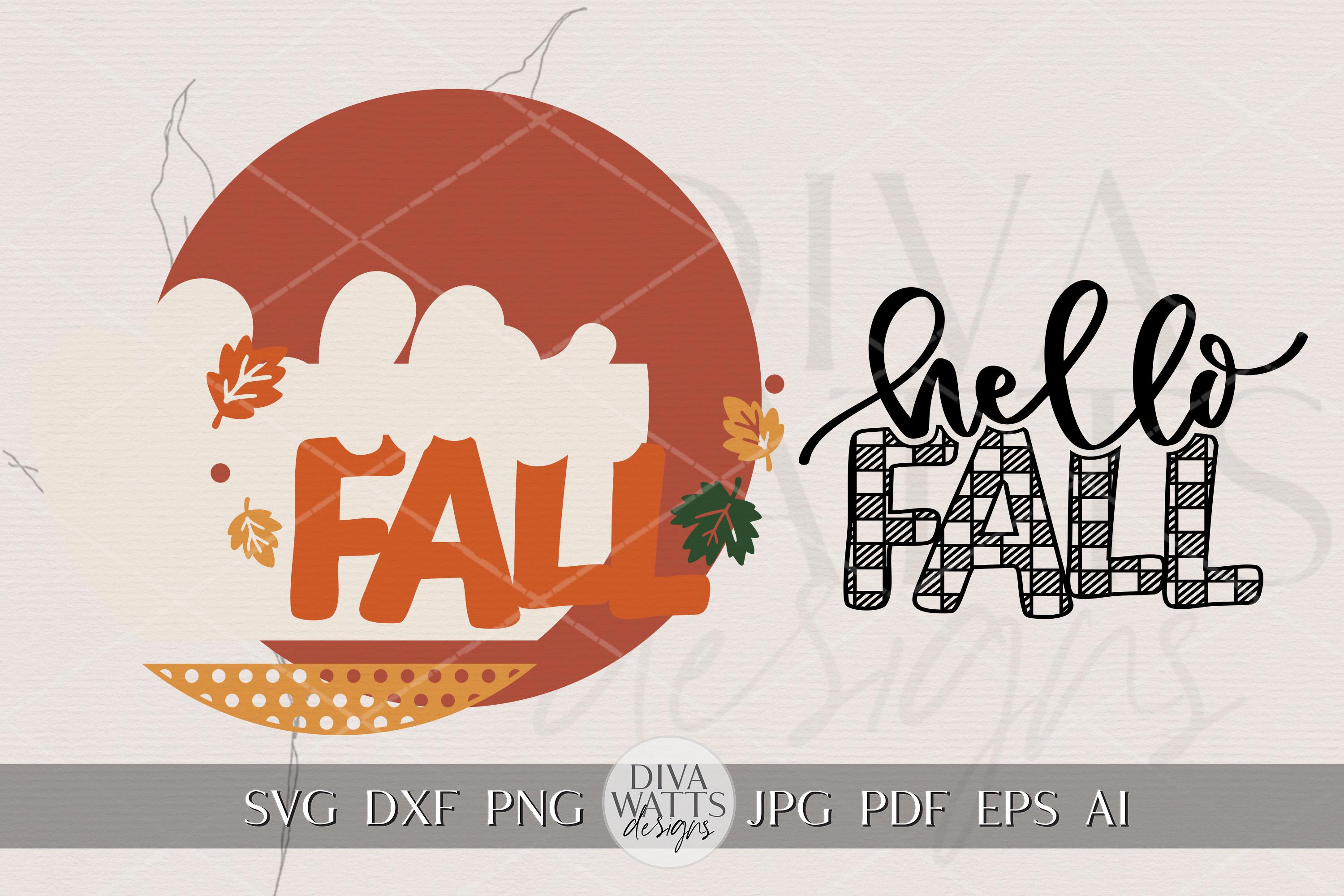 Hello Fall Round Door Hanger SVG | Buffalo Plaid Autumn Sign Laser Cut ...