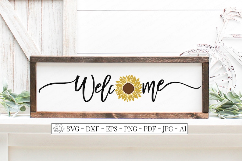 Download SVG Welcome Sunflower Cutting File DXF EPS Vinyl | Etsy