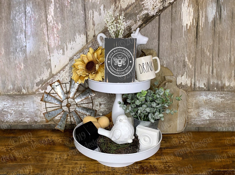 Download Mock-Up Tiered Tray Farmhouse Rustic Chalkboard Black | Etsy
