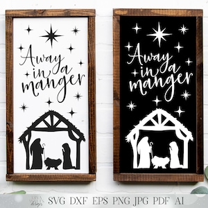 SVG Away In A Manger / Navidad SVG / Natividad SVG / dxf y más! / Imprimible / Niño Jesús svg