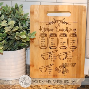 Glowforge Kitchen Conversions Chart | Kitchen SVG | dxf and more