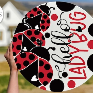 Hello Ladybug SVG | Spring Round Door Hanger Design