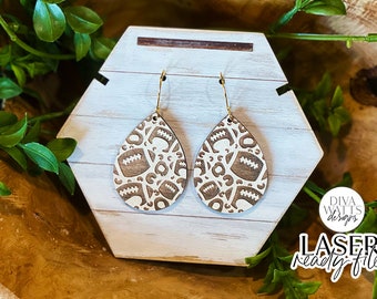 Football Leopard Print Drop Earrings Glowforge SVG | Sports Earring Design