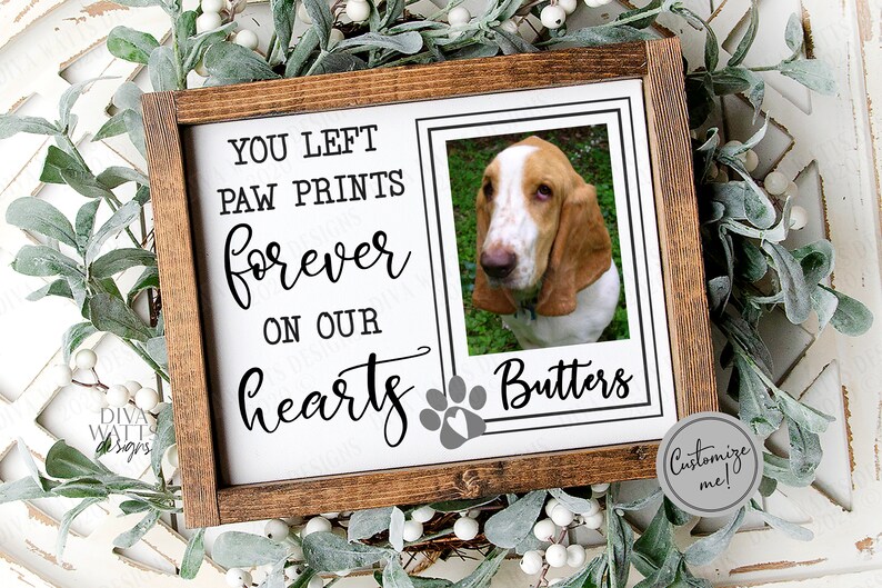 Gedenkrahmen Für Haustiere 23x23cm - Mit Foto-Clip & Platz Für Halsband