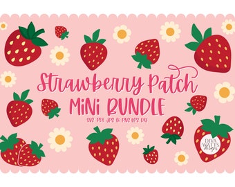 Paquete de parches de fresas en formato SVG, fresas en formato SVG, clipart de fresas, conjunto de fresas en formato SVG, fresas en formato Cricut, paquete de fresas en formato SVG