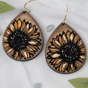 Sunflower Earrings SVG For Laser Sunflowers Earrings For Glowforge Sunflower Earrings For Laser Glowforge Earrings With Flower Earrings SVG