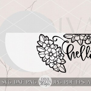Letrero de bienvenida floral redondo SVG con diseño dividido, cortado con láser, para puerta de entrada, porche, decoración DIY, Glowforge imagen 2