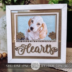 Vous avez laissé des empreintes de pattes sur nos coeurs SVG en couches commémoratif, Shadow Box SVG avec verre, souvenir commémoratif, cadeau de sympathie, SVG commémoratif pour animal de compagnie