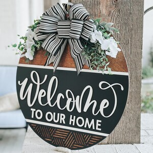 Welcome to Our Home Door Hanger SVG – Round Layered Laser Cut File for ...