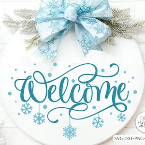Welcome With Dangling Snowflakes SVG | Christmas / Winter Design