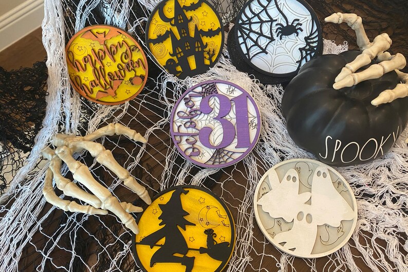 Download 3D Halloween Signs Glowforge SVG Set of 6 Designs Tiered ...