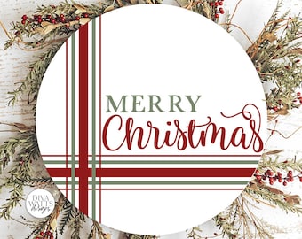 Merry Christmas Plaid SVG | Farmhouse Round Design