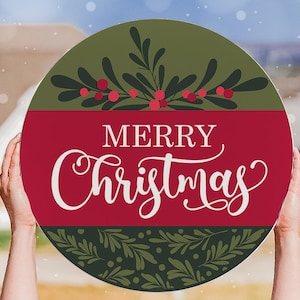 Merry Christmas SVG Door Hanger For Winter SVG Welcome Christmas SVG Door Hanger For Christmas Holly svg Front Door Decor Farmhouse Sign svg