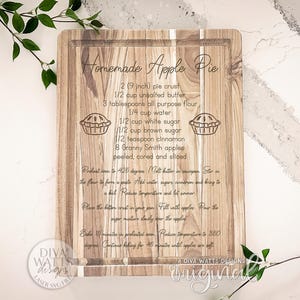 Homemade Apple Pie Recipe SVG for Laser Engraving – Rustic Kitchen Sign, Glowforge Cutting File, Farmhouse Baking Décor