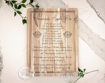 Homemade Apple Pie Recipe SVG for Laser Engraving – Rustic Kitchen Sign, Glowforge Cutting File, Farmhouse Baking Décor