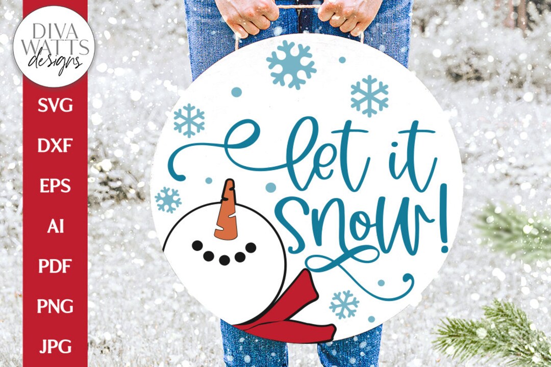 Let It Snow Snowman SVG | Winter Round Design - Etsy