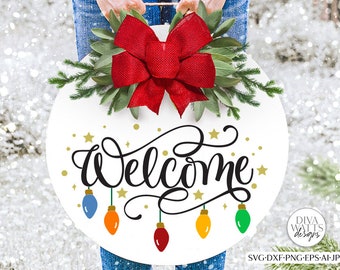 Welcome With Dangling Lights SVG | Christmas / Winter Design