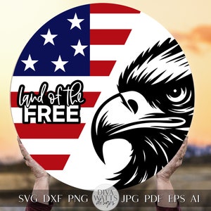 Land Of The Free SVG Flag 4th Of July Door Hanger SVG Door Hanger For 4th of July svg For Porch Patriotic svg 4th of July Cricut svg