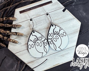 Ghosts Drop Earrings Glowforge SVG | Halloween  Earring Design