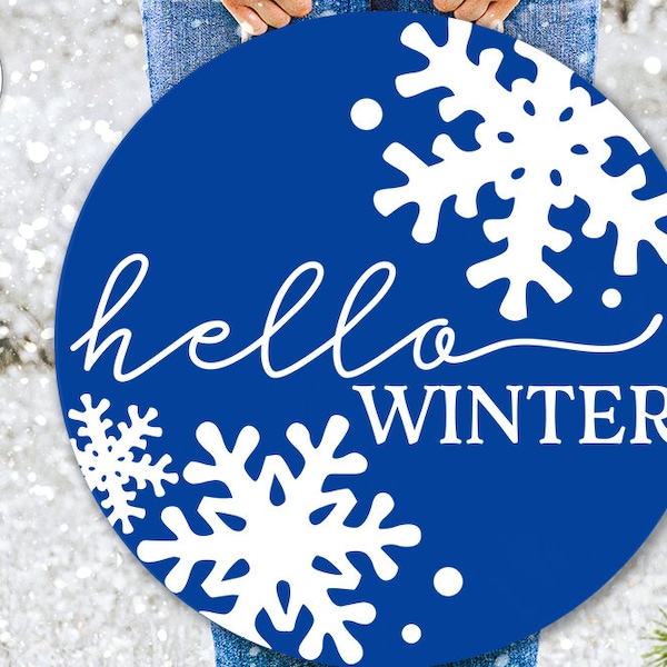 Hello Winter SVG | Snowflakes Christmas Round Design