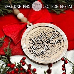 Hark! The Herald Angels Sing Christmas Ornament SVG for Laser Cutting - Elegant Christmas Carol Design | Laser Ornament SVG | Easy Ornament