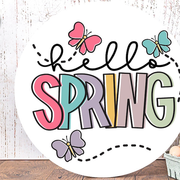 Hello Spring SVG | Butterflies Spring Time Design