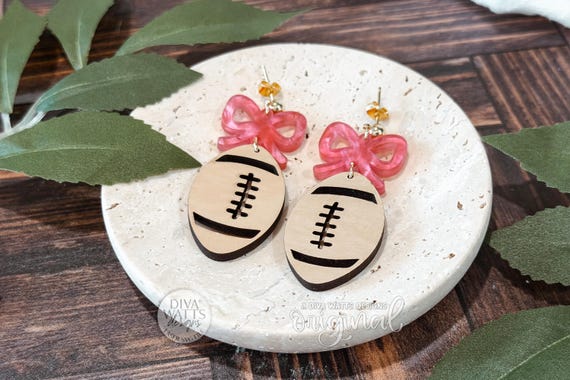 Football Earrings SVG File – Laser Cut Earring Template for Glowforge xTool, Sports Jewelry SVG, Game Day Earrings Design