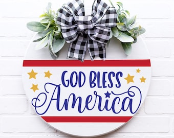 Gott segne Amerika SVG | 4.Juli Schild | Vaterländisches Design | DXF und Mehr!