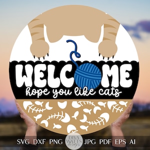 Bienvenue, j'espère que vous aimez les chats SVG drôle de chat SVG Bienvenue chat SVG amoureux des chats SVG signe de bienvenue chat Cricut SVG pour chat signe animal de compagnie cintre svg