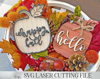 Shiplap Pumpkin Laser Cutting File with Vertical & Horizontal Shiplap | Frame | Happy Fall | Hello | Glowforge | Cutting File | SVG Sign Set