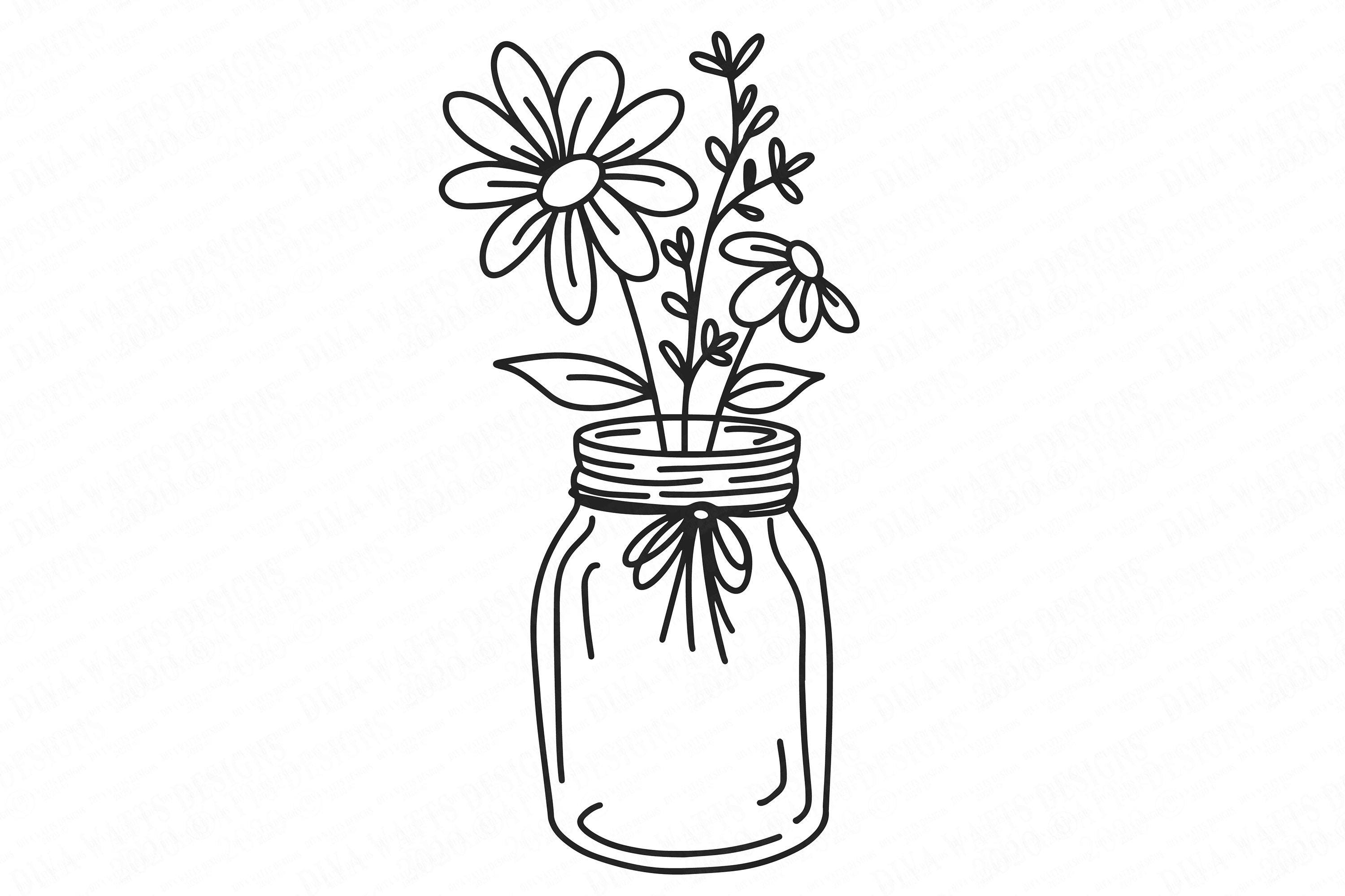 SVG Simple Daisy Arrangement Cutting File Mason Jar Etsy