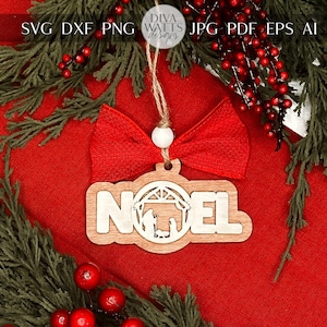 Nativity NOEL Ornament SVG for Laser Cutting, Christmas NOEL Ornament Design, Rustic Holiday Decor Laser File, Faith-Based svg