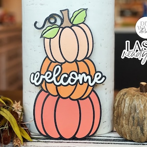 Fall Stacked Pumpkins Glowforge SVG | Welcome Fall Design