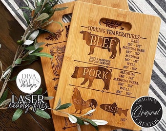 Cooking Temperature Chart | Kitchen Guide for Laser Including Glowforge | Bestseller!