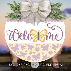 Willkommen SVG Schmetterling svg Schmetterling svg Schmetterling Willkommensschild svg Schmetterling Willkommensschild svg Türhänger svg Sommerschild Cricut svg