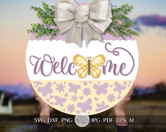 Welcome SVG Butterfly svg Butterfly svg Butterfly Welcome Sign svg Butterfly Welcome Sign svg Door Hanger svg Summer Sign svg Cricut svg