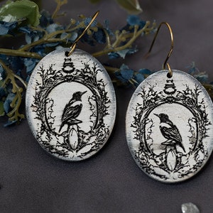 Raven In Frame Earrings SVG For Laser Glowforge Halloween Earrings With Raven Black Raven Earrings Laser Jewelry for Halloween