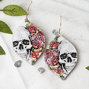 Skull With Roses Laser SVG For Earrings Skull With Flowers For Laser Earrings With Skull For Making Earrings Floral Skull SVG For Laser